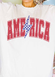 Lighting Bolt America Oversized Graphic Tee - Westly