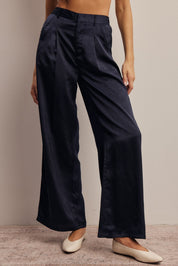 Limelight Satin Pleated Wide Leg Pants - Westly