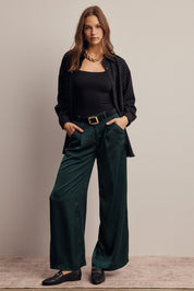 Limelight Satin Pleated Wide Leg Pants - Westly