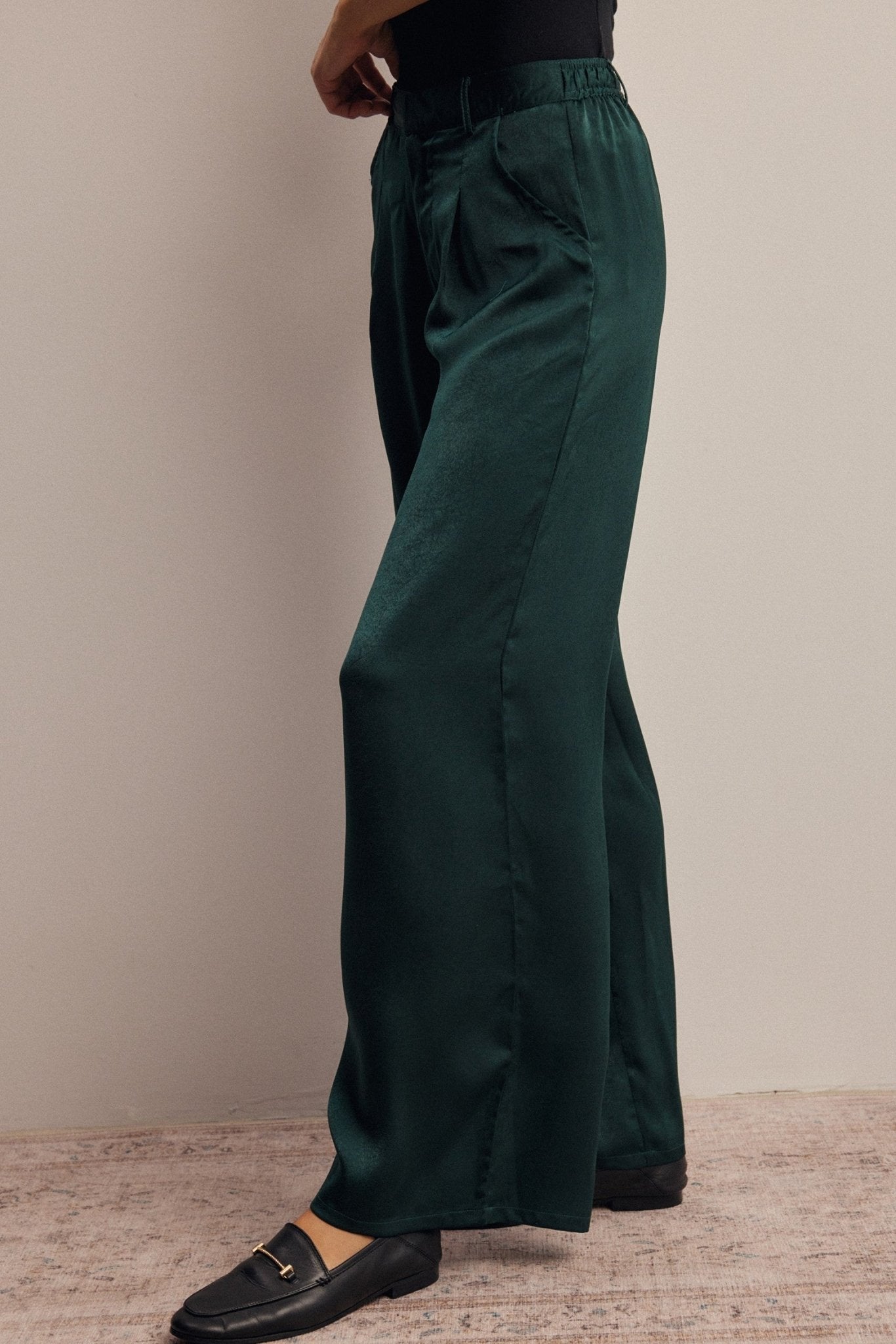 Limelight Satin Pleated Wide Leg Pants - Westly