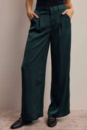 Limelight Satin Pleated Wide Leg Pants - Westly