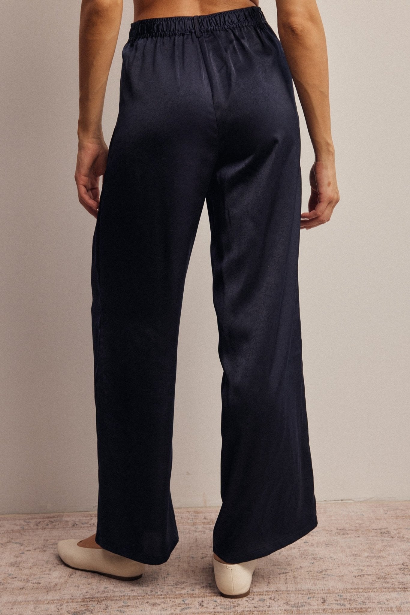 Limelight Satin Pleated Wide Leg Pants - Westly