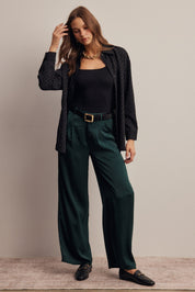 Limelight Satin Pleated Wide Leg Pants - Westly