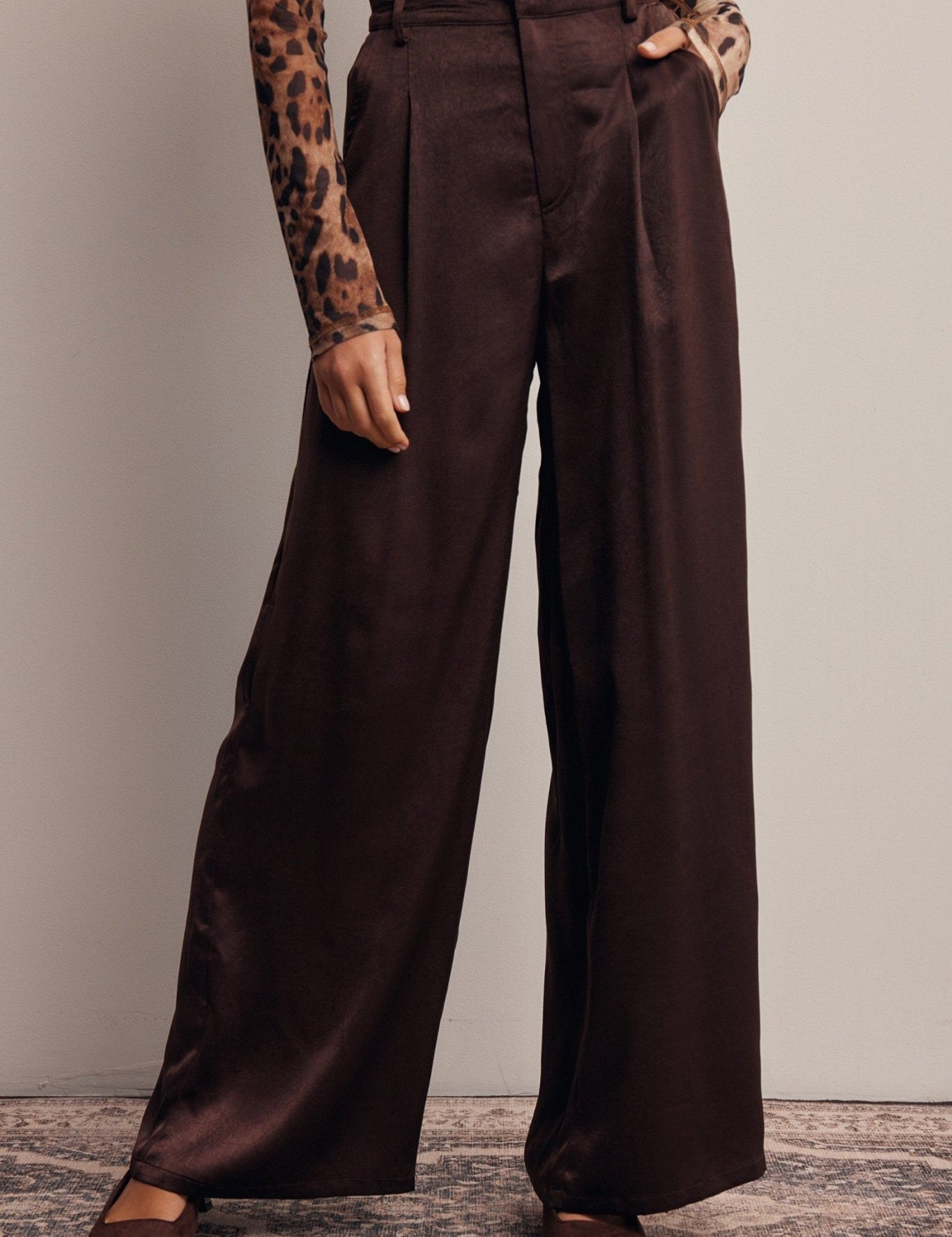 Limelight Satin Pleated Wide Leg Pants - Westly