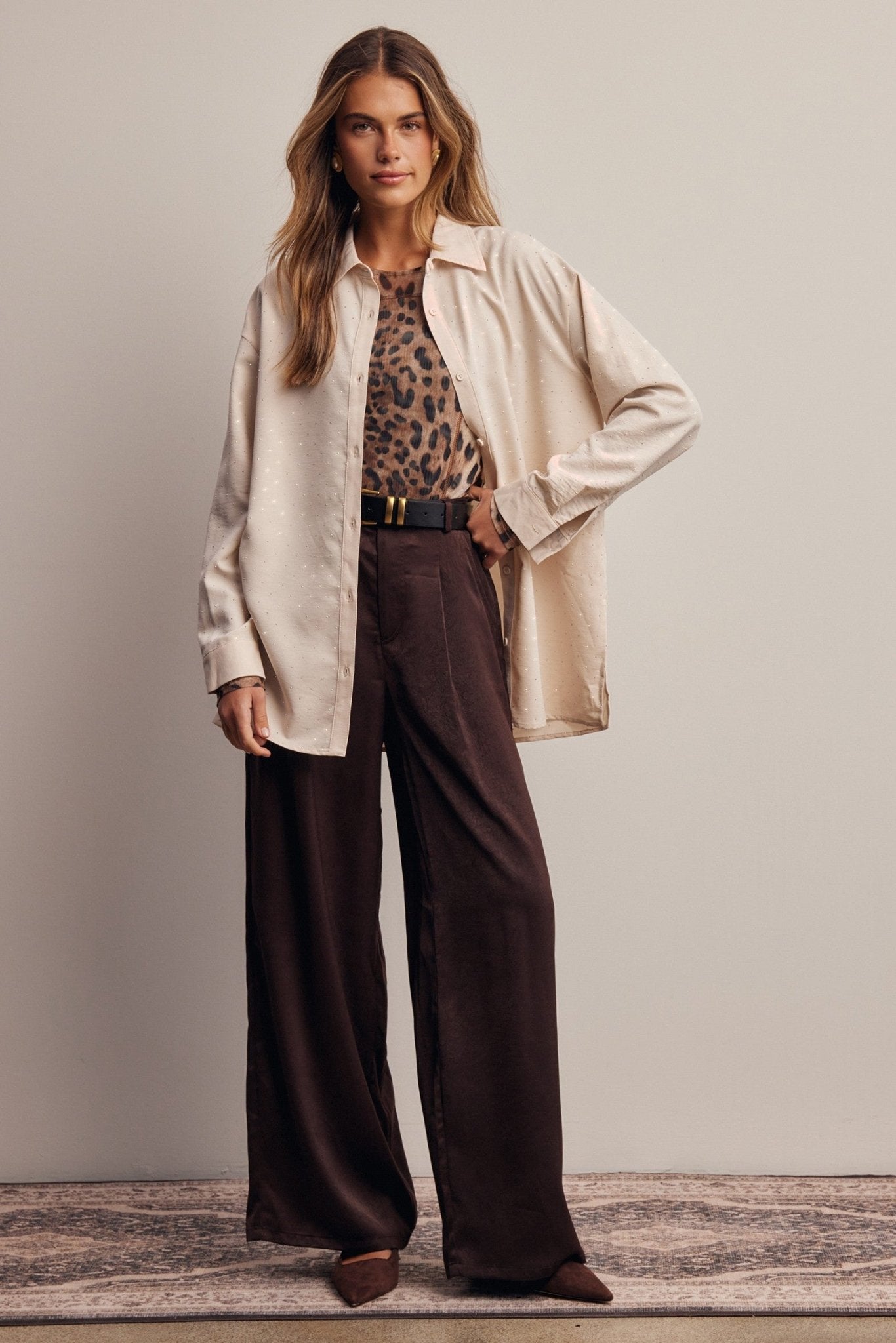 Limelight Satin Pleated Wide Leg Pants - Westly