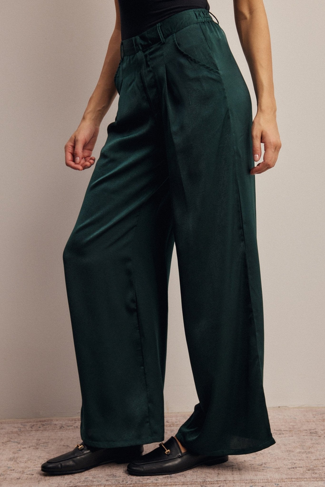 Limelight Satin Pleated Wide Leg Pants - Westly