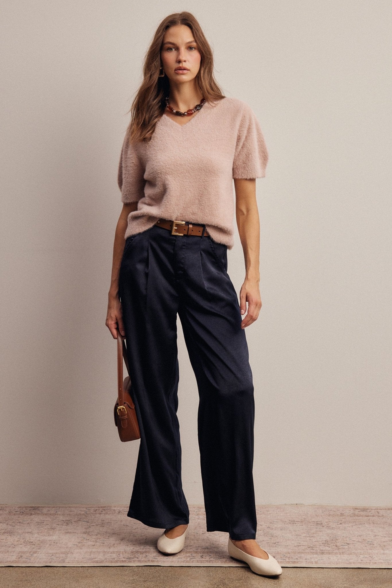 Limelight Satin Pleated Wide Leg Pants - Westly