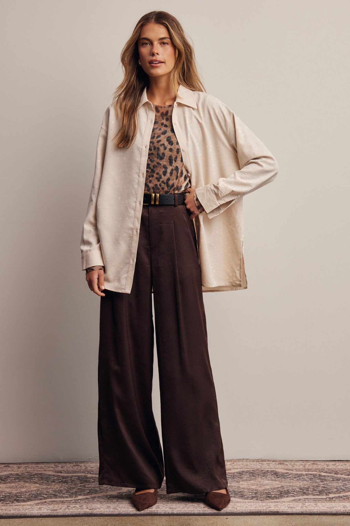 Limelight Satin Pleated Wide Leg Pants - Westly