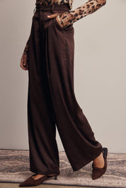 Limelight Satin Pleated Wide Leg Pants in Chocolate Plum, photo 5