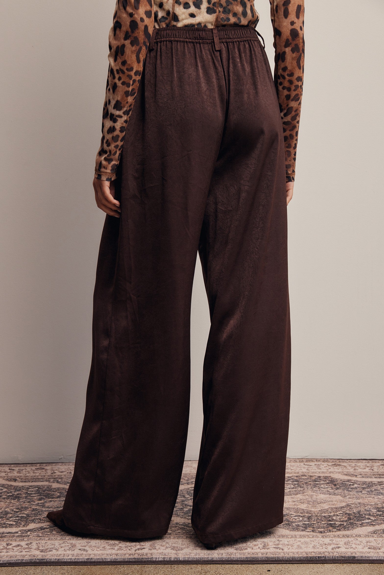 Limelight Satin Pleated Wide Leg Pants in Chocolate Plum, photo 6