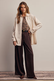 Limelight Satin Pleated Wide Leg Pants in Chocolate Plum, photo 9