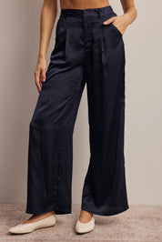 Limelight Satin Pleated Wide Leg Pants in Midnight, photo 2