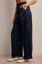 Limelight Satin Pleated Wide Leg Pants in Midnight, photo 3