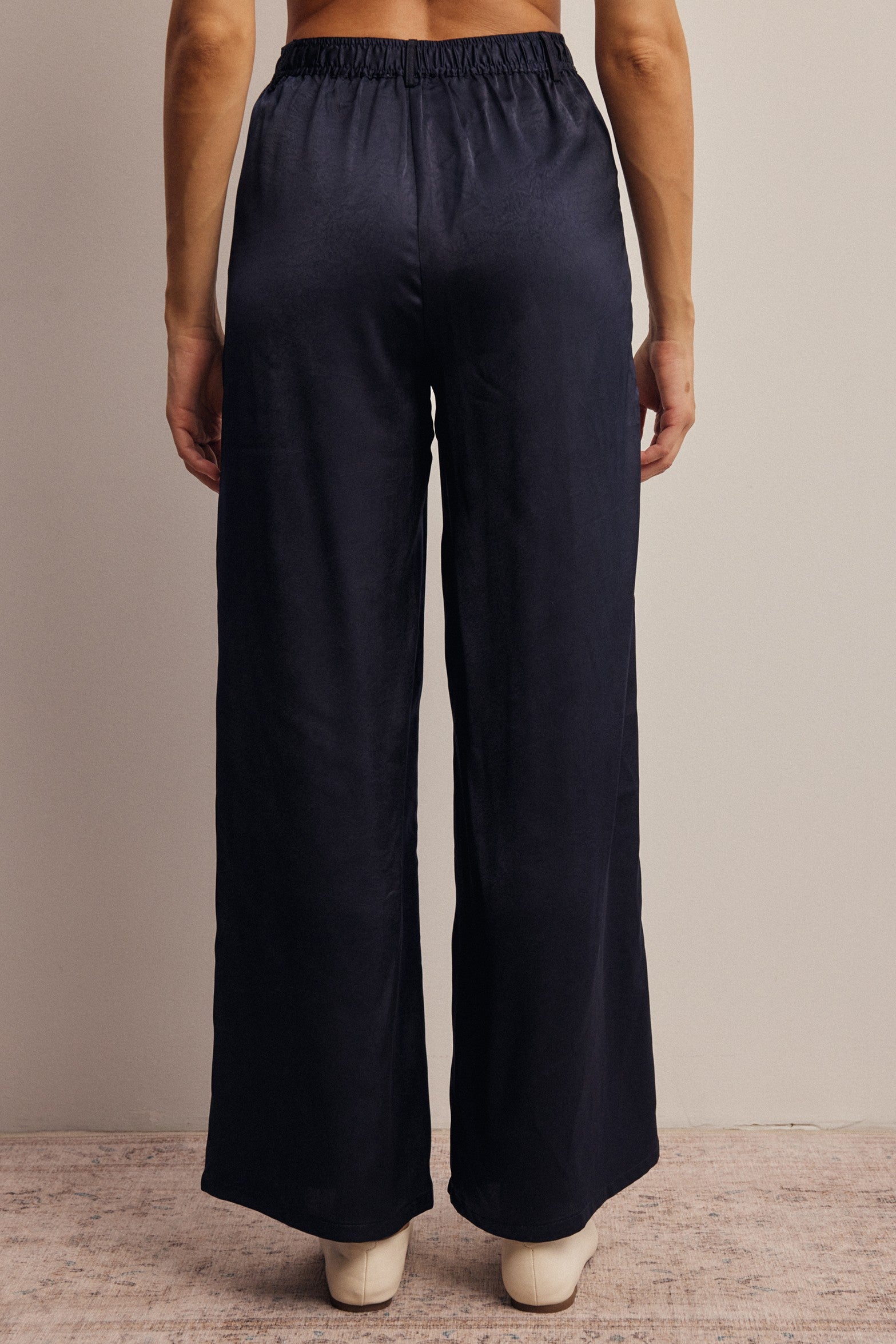 Limelight Satin Pleated Wide Leg Pants in Midnight, photo 6