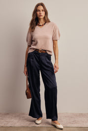 Limelight Satin Pleated Wide Leg Pants in Midnight, photo 8