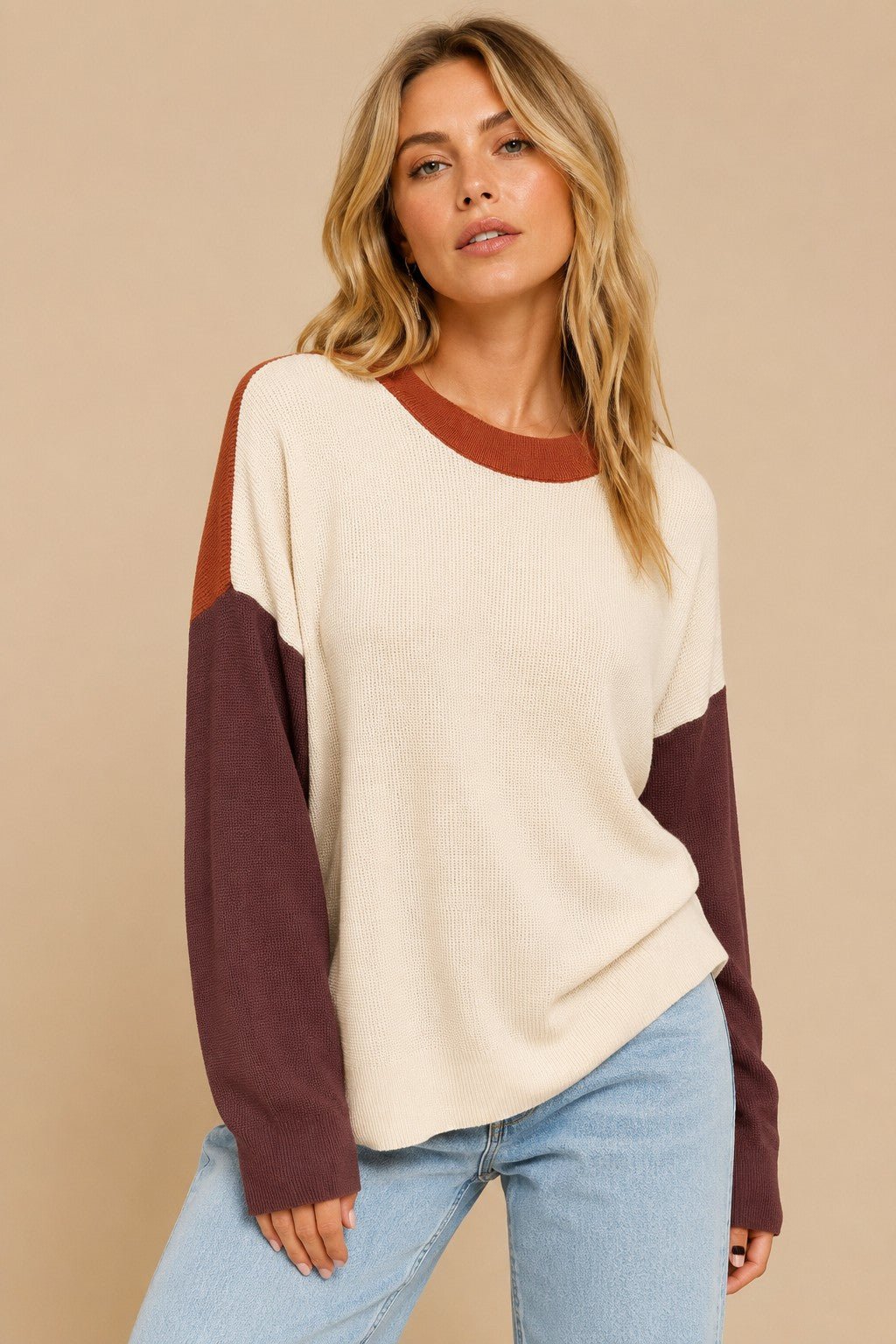 Linden Colorblock Waffle Knit Sweater - Westly