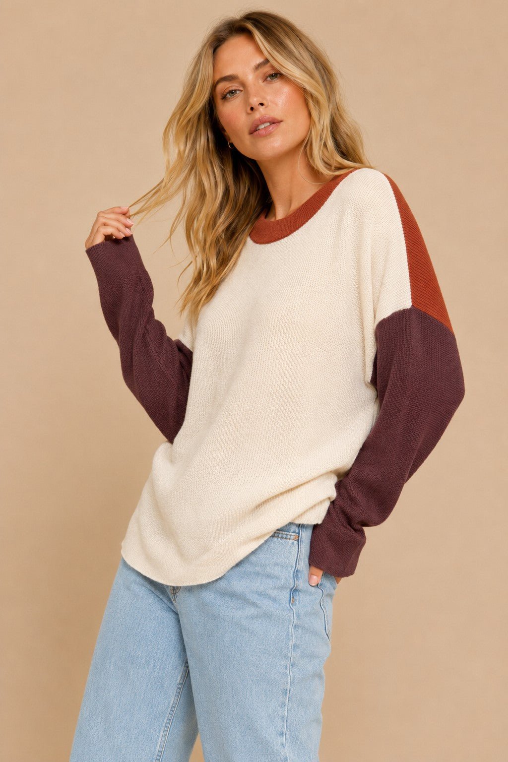 Linden Colorblock Waffle Knit Sweater - Westly