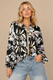Linds Metallic Trim Botanical Blouse - Westly