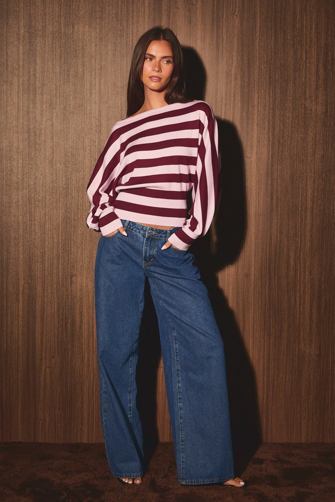 Line of Sight Striped Boat Neck Sweater - Westly