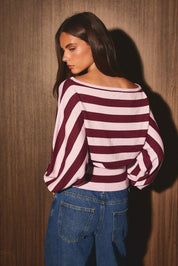 Line of Sight Striped Boat Neck Sweater - Westly