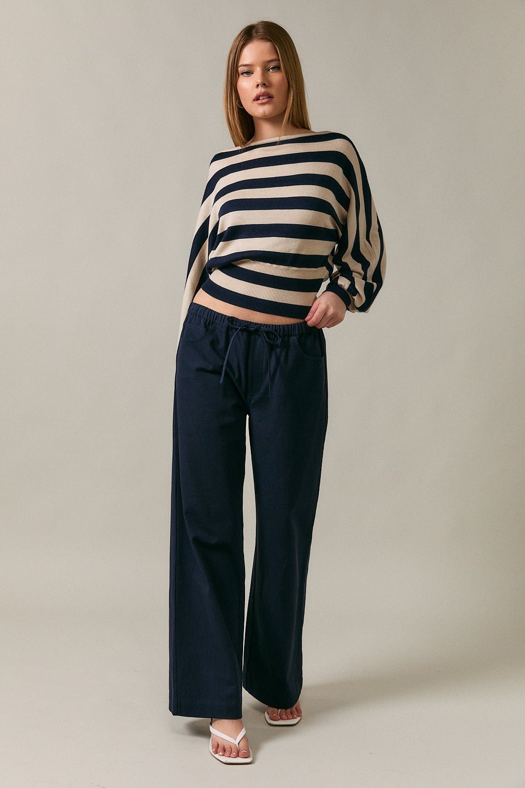 Line of Sight Striped Boat Neck Sweater - Westly