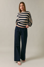 Line of Sight Striped Boat Neck Sweater - Westly