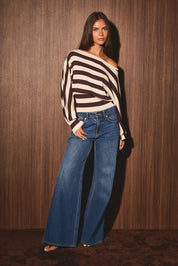 Line of Sight Striped Boat Neck Sweater - Westly
