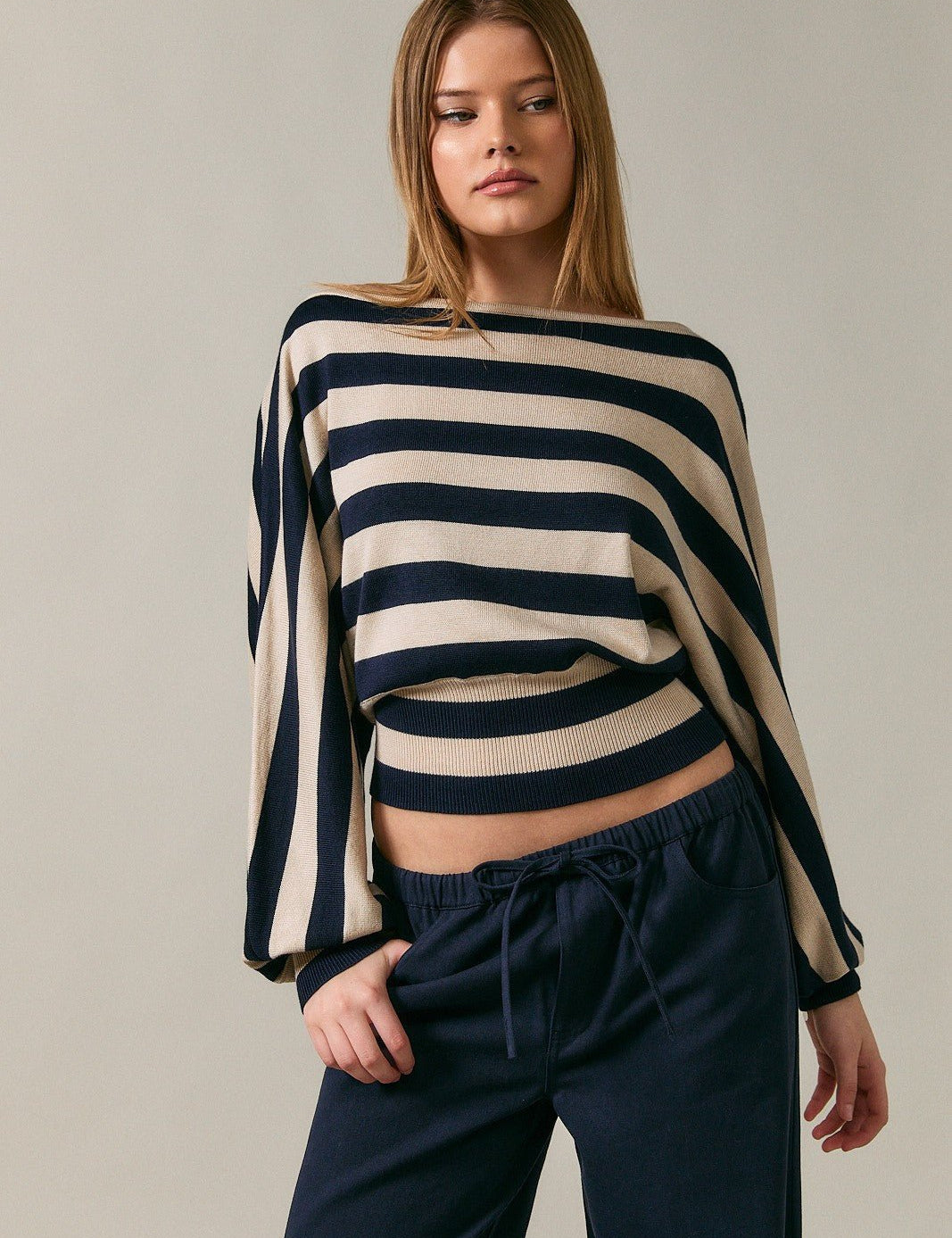 Line of Sight Striped Boat Neck Sweater - Westly