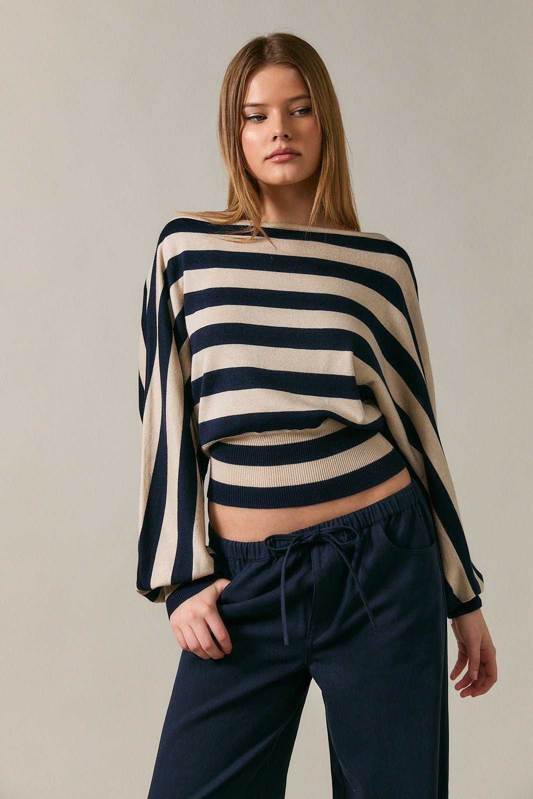 Line of Sight Striped Boat Neck Sweater - Westly