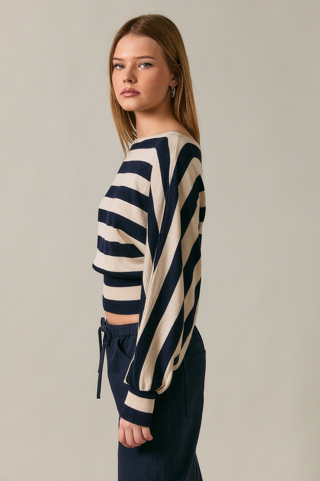 Line of Sight Striped Boat Neck Sweater - Westly
