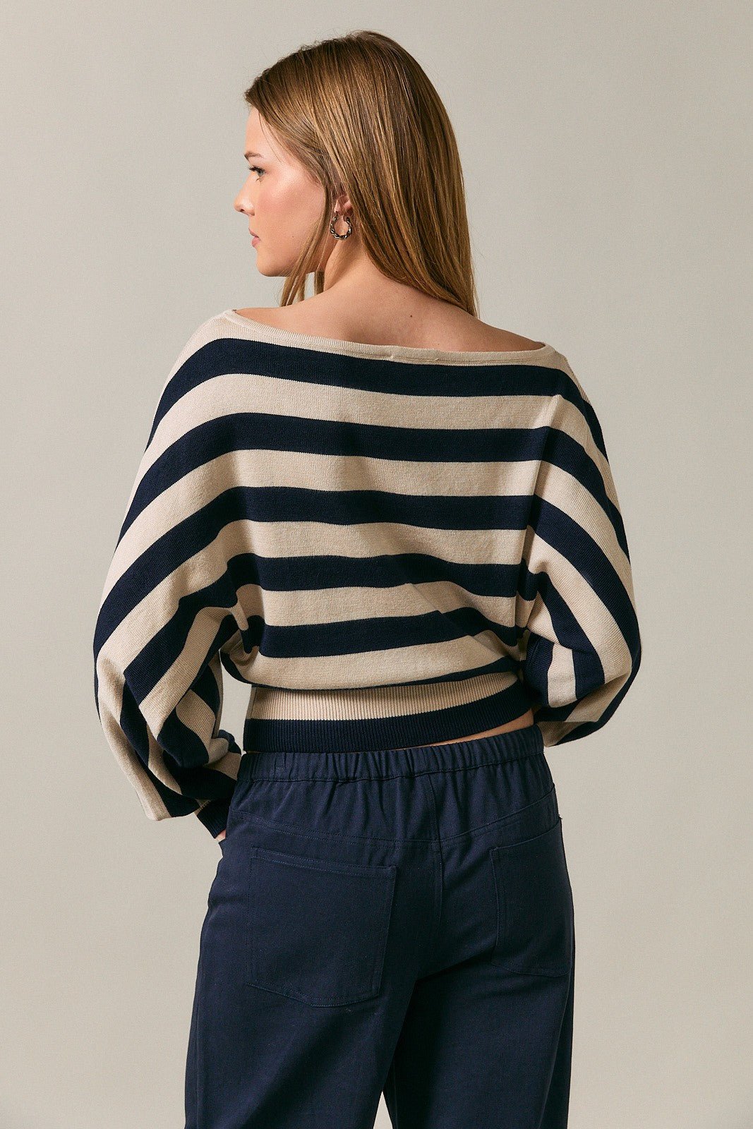 Line of Sight Striped Boat Neck Sweater - Westly