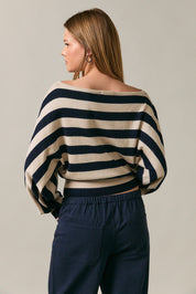 Line of Sight Striped Boat Neck Sweater - Westly