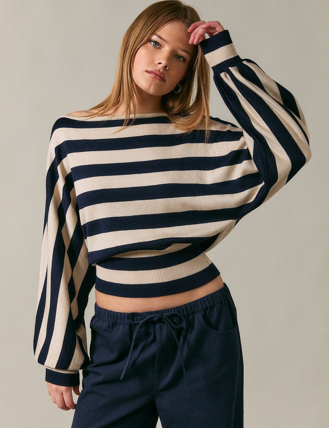 Line of Sight Striped Boat Neck Sweater - Westly