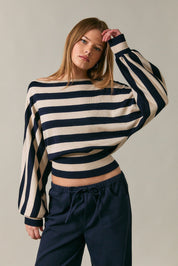 Line of Sight Striped Boat Neck Sweater - Westly
