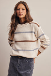 Linear Time Contrast Stripe Sweater - Westly