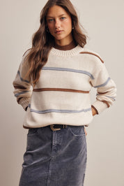 Linear Time Contrast Stripe Sweater - Westly