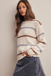 Linear Time Contrast Stripe Sweater - Westly