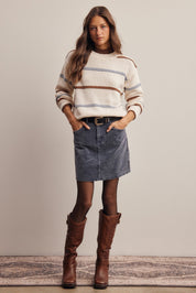 Linear Time Contrast Stripe Sweater - Westly