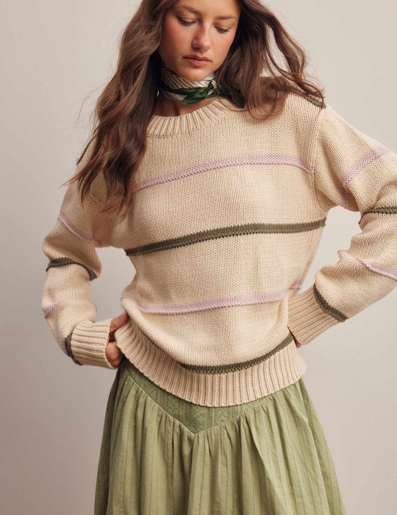 Linear Time Contrast Stripe Sweater - Westly