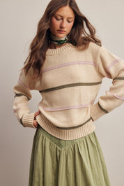 Linear Time Contrast Stripe Sweater - Westly