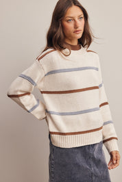 Linear Time Contrast Stripe Sweater - Westly
