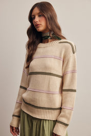 Linear Time Contrast Stripe Sweater - Westly