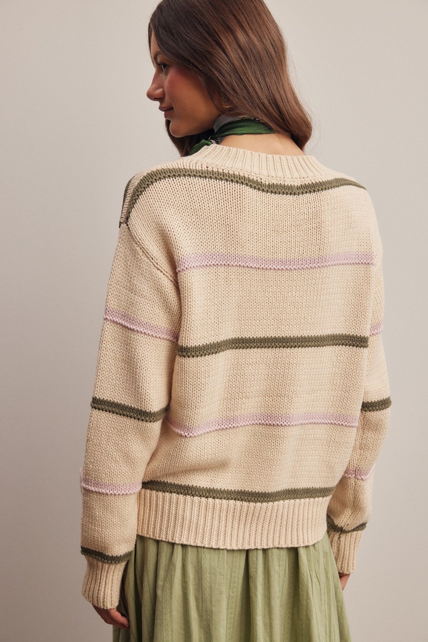 Linear Time Contrast Stripe Sweater - Westly