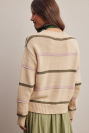 Linear Time Contrast Stripe Sweater - Westly