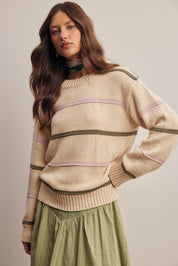 Linear Time Contrast Stripe Sweater - Westly