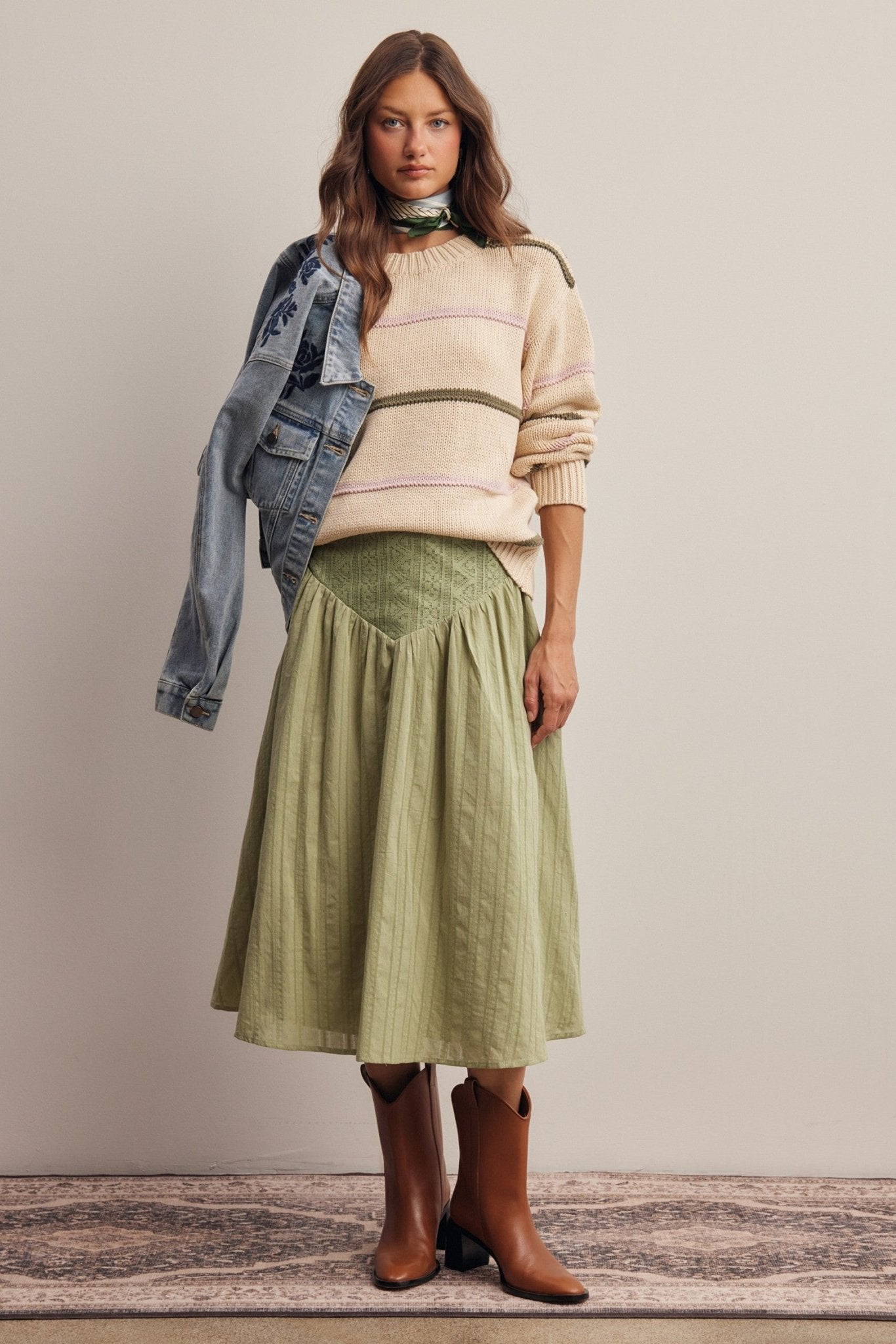 Linear Time Contrast Stripe Sweater - Westly
