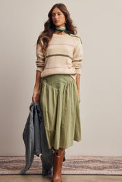 Linear Time Contrast Stripe Sweater in Cream Multi, photo 10