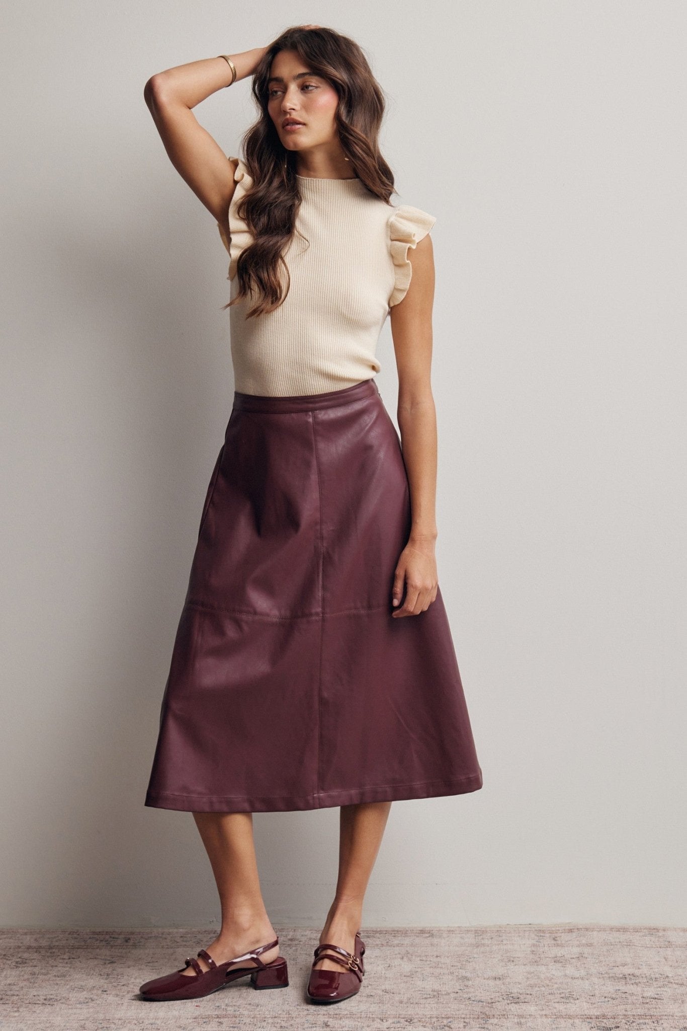 Liora Ruffle Sleeve Rib Knit Top - Westly