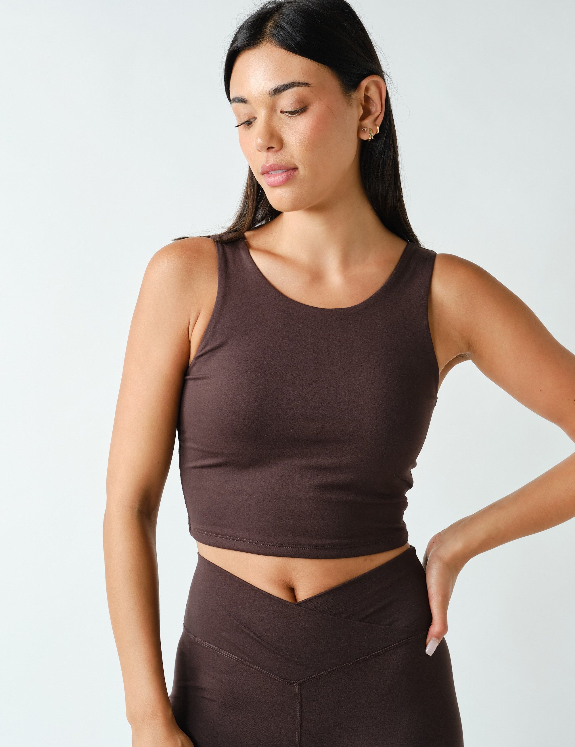 Lithe Scoop Neck Active Tank in Coffee Bean, photo 2