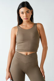 Lithe Scoop Neck Active Tank in Truffle, photo 1
